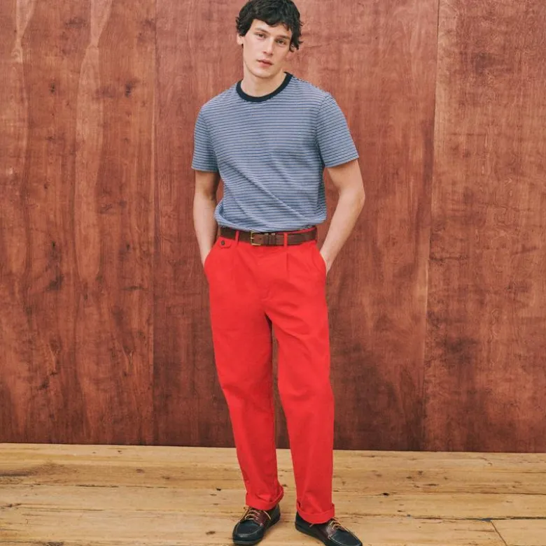 Classic double-pleated chino pant