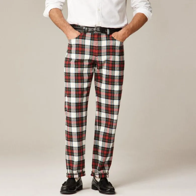 Classic five-pocket twill pant in Stewart tartan