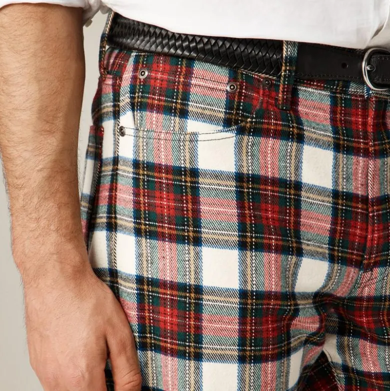 Classic five-pocket twill pant in Stewart tartan