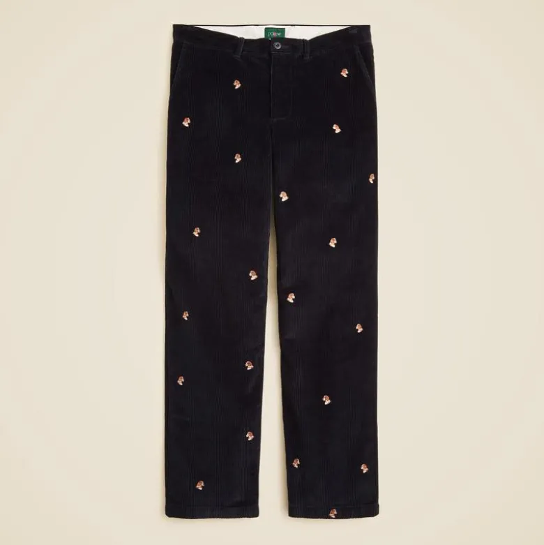 Classic-fit 8-wale corduroy pant with dog embroidery
