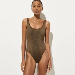 Claudia metallic scrunchie one-piece swimsuit