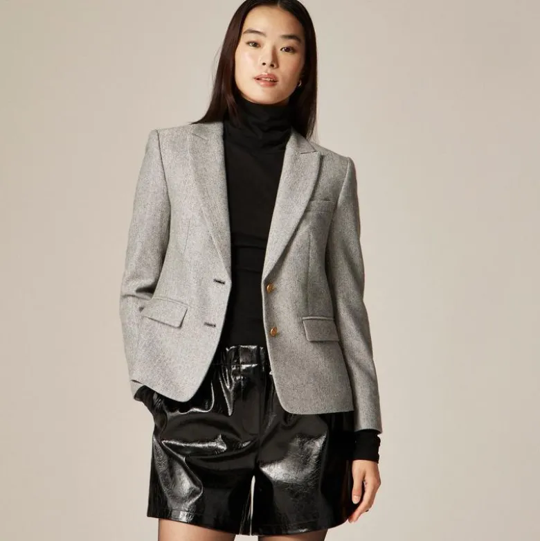 École blazer in herringbone wool blend