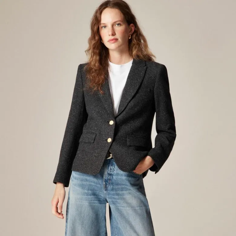 École blazer in herringbone wool blend