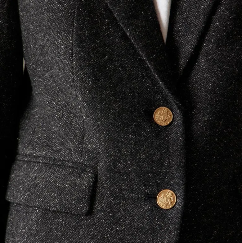 École blazer in herringbone wool blend