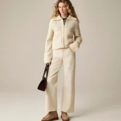 Collared full-zip sweater in merino wool