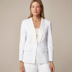 Collection Alexandra shawl-collar blazer in stretch linen blend