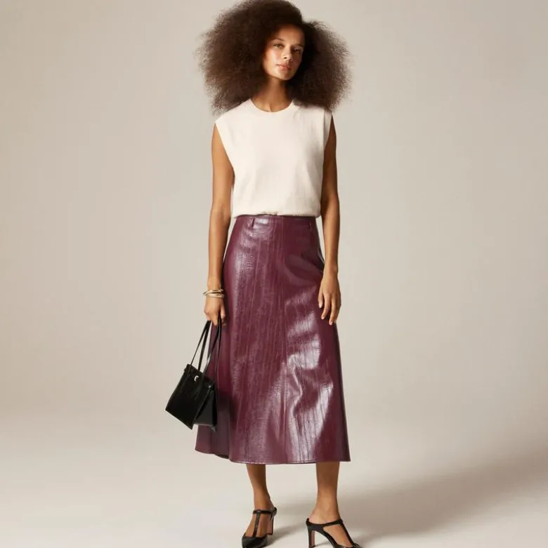 Collection A-line skirt in faux eel-skin leather