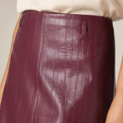 Collection A-line skirt in faux eel-skin leather