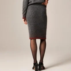 Collection brushed cashmere midi skirt with beaded embellishments