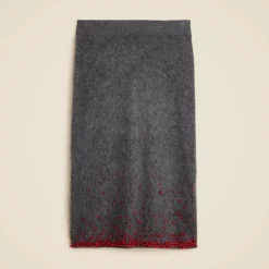 Collection brushed cashmere midi skirt with beaded embellishments