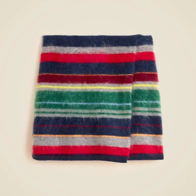Collection brushed cashmere faux-wrap mini skirt in vintage stripe