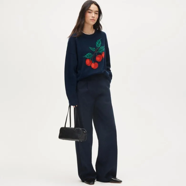 Collection cashmere sweater with intarsia print