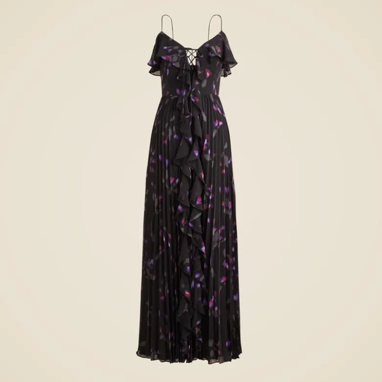 Collection chiffon ruffle dress in space floral print