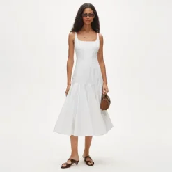 Collection drop-waist dress in cotton poplin
