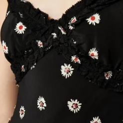 Collection embellished ruffle-trim slip dress