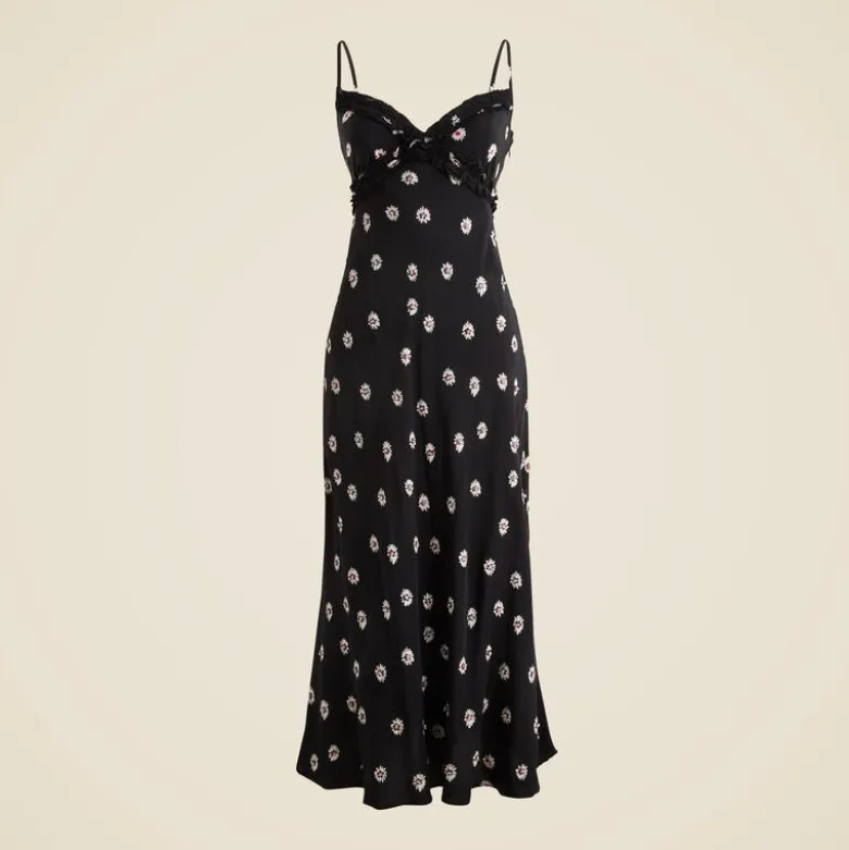 Collection embellished ruffle-trim slip dress