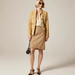 Collection embellished ruffle-trim pencil midi skirt in chino