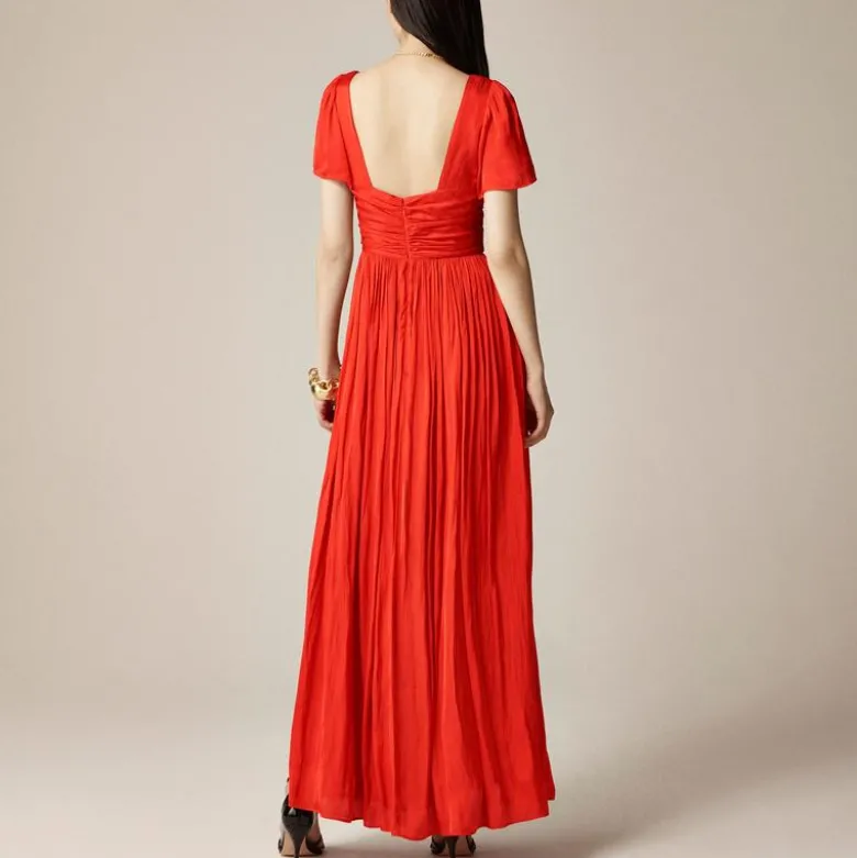 Collection flutter-sleeve maxi dress in luster georgette