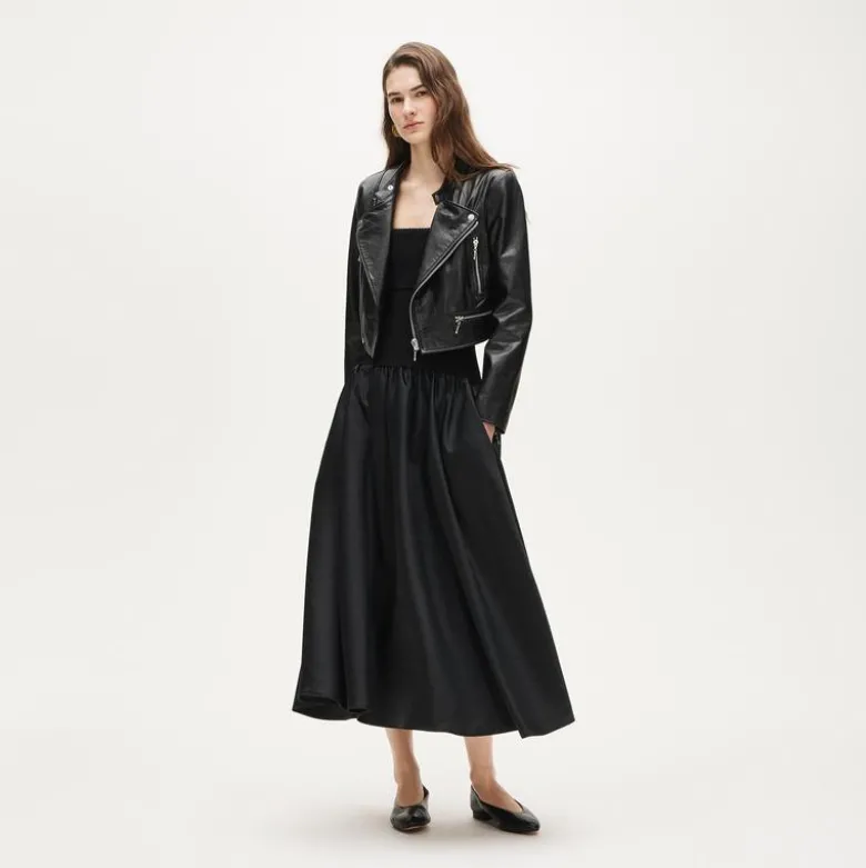 Collection foldover mixy dress in duchesse satin