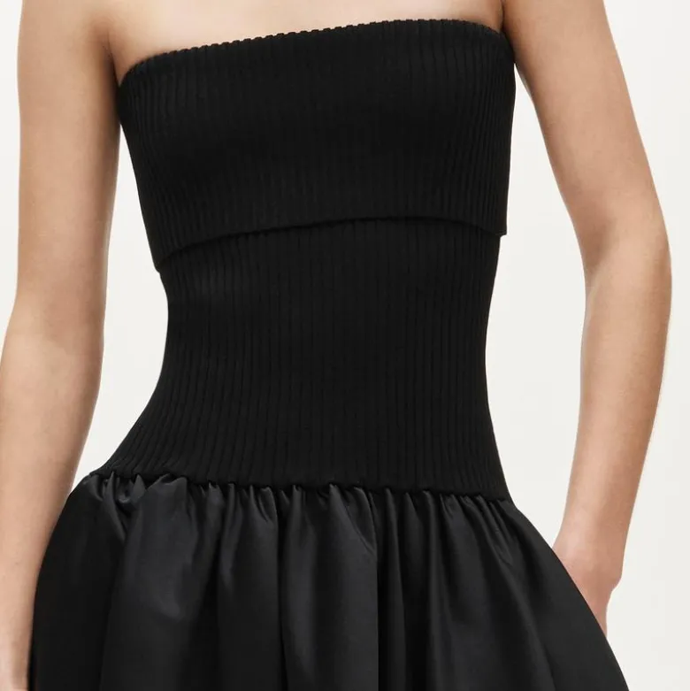 Collection foldover mixy dress in duchesse satin