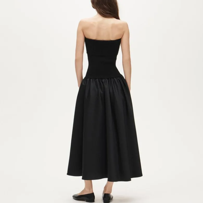 Collection foldover mixy dress in duchesse satin