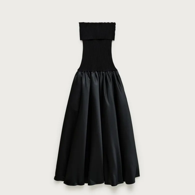 Collection foldover mixy dress in duchesse satin