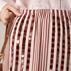 Collection Gwen knee-length layered slip skirt in sequin-striped chiffon