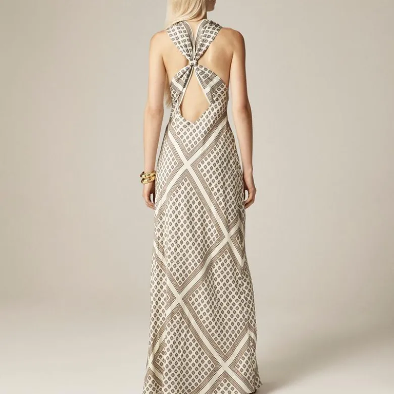Collection halter slip dress in foulard print