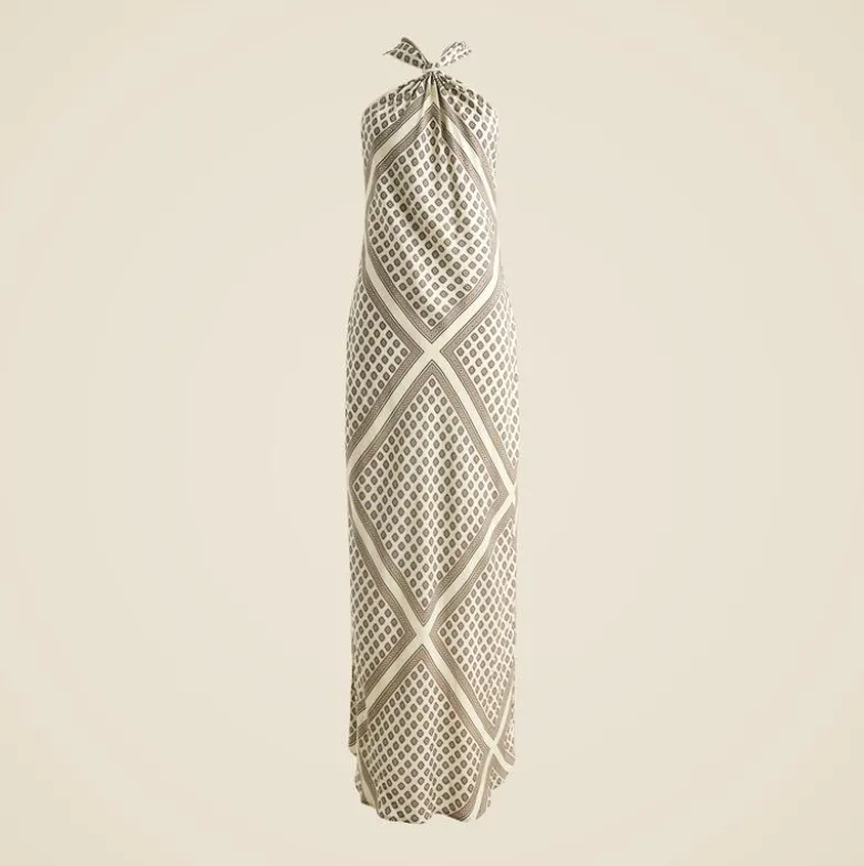 Collection halter slip dress in foulard print