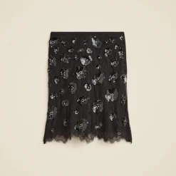 Collection lace-trim skirt with embellishments