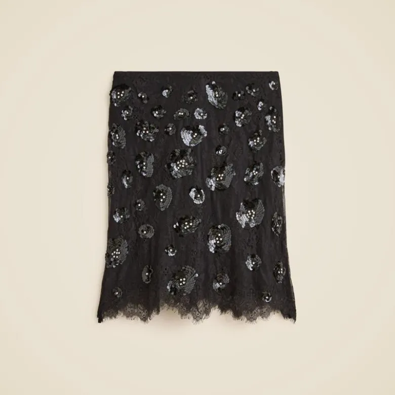 Collection lace-trim skirt with embellishments