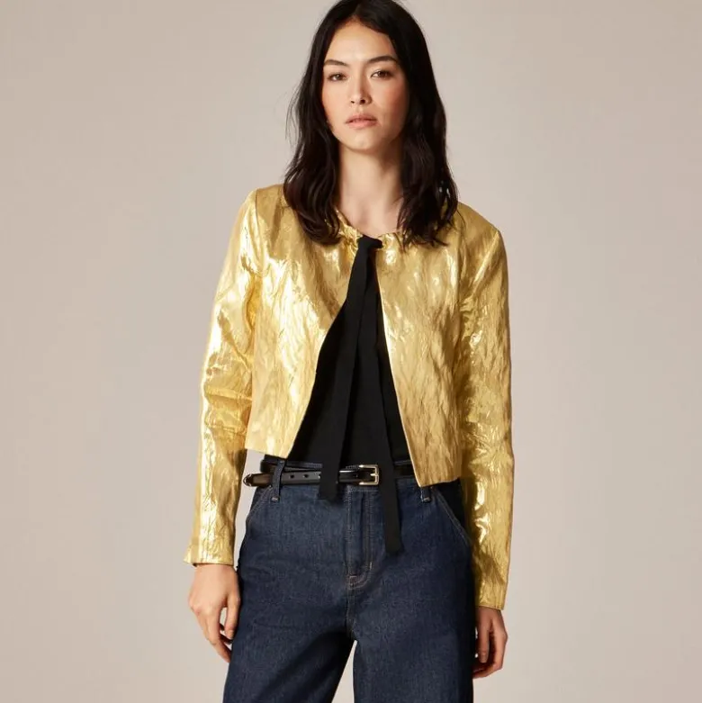 Collection lady jacket in crinkled lamé