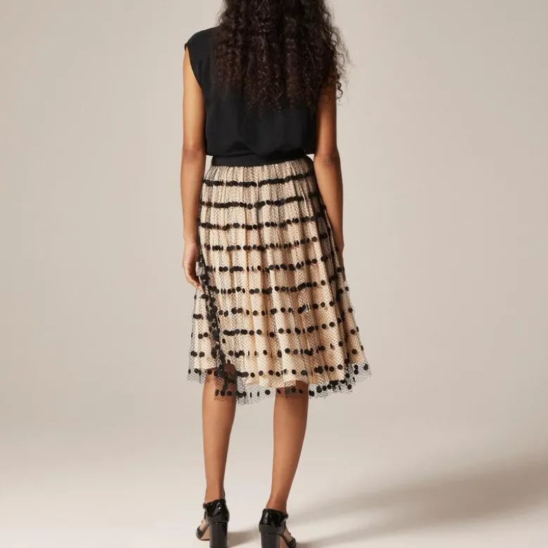 Collection layered mesh skirt with dots