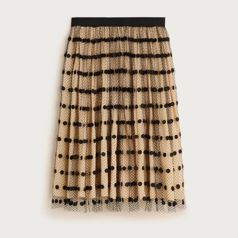 Collection layered mesh skirt with dots