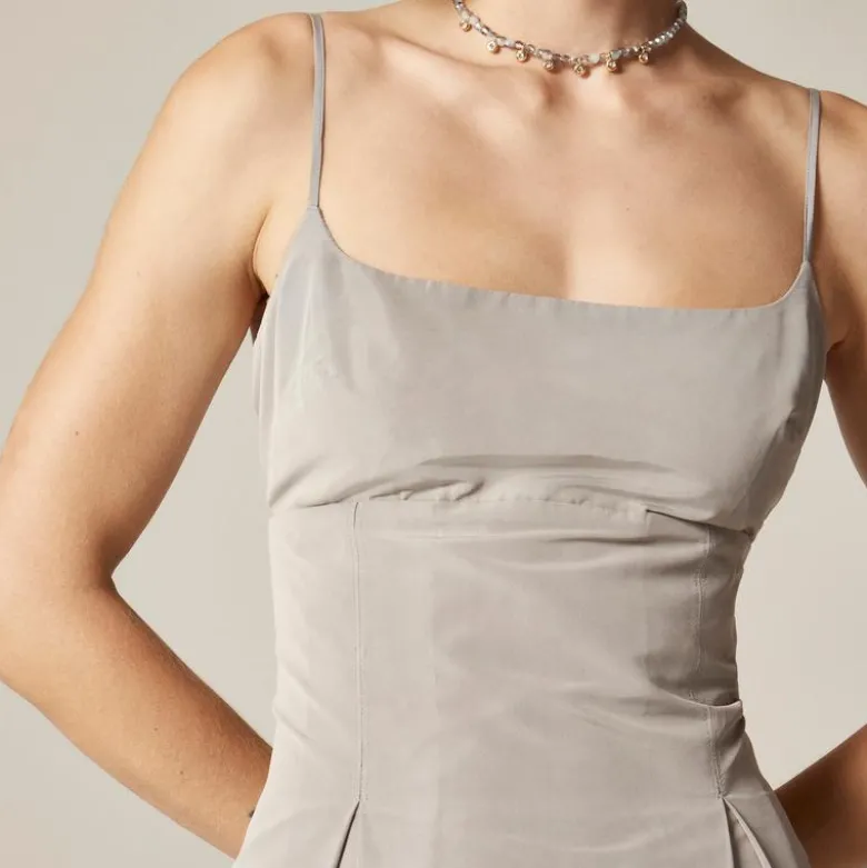 Collection pleated evening dress in taffeta