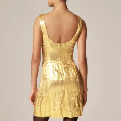 Collection scoopback mini dress in crinkle lamé