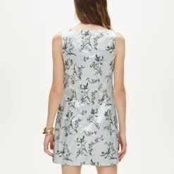 Collection shift dress in lotus-print memory satin