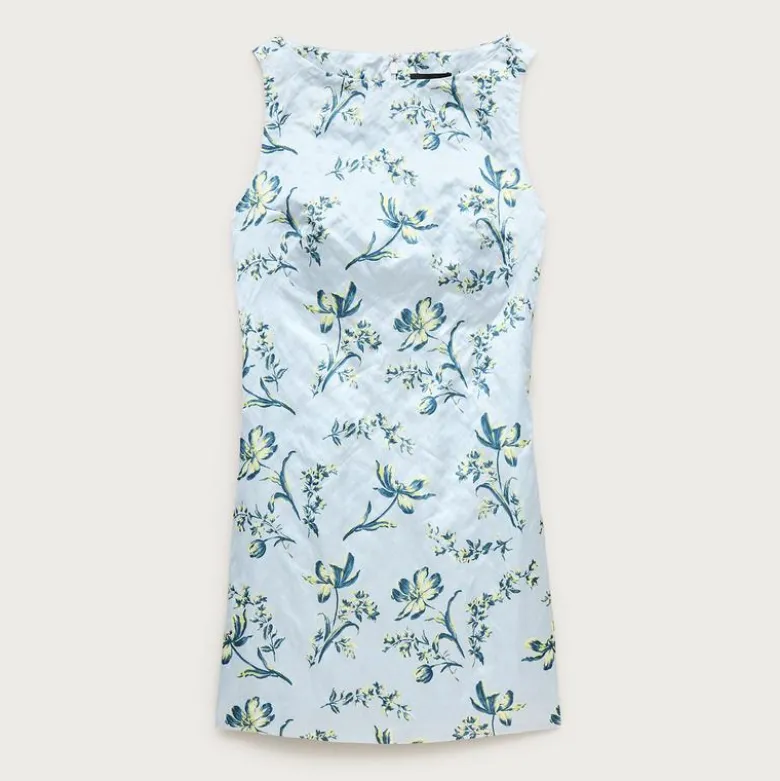 Collection shift dress in lotus-print memory satin