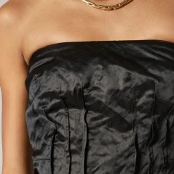 Collection strapless mini dress in memory satin