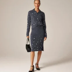 Collection wool-blend midi skirt with crystal embellishments