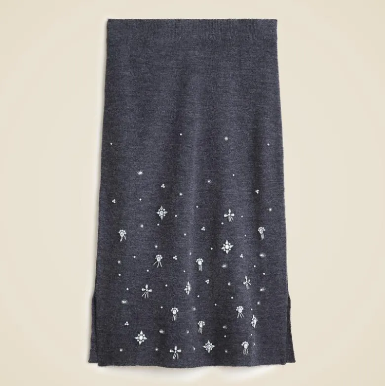 Collection wool-blend midi skirt with crystal embellishments