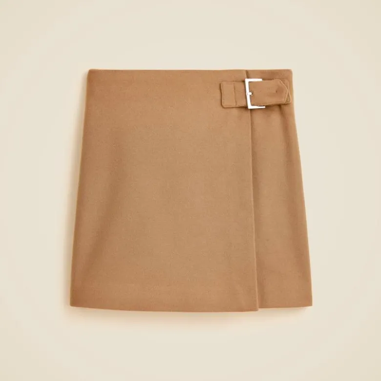 Collection wool-cashmere blend mini skirt with buckle detail