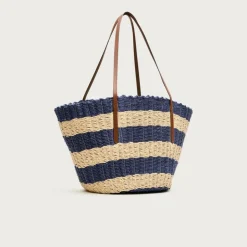 Como woven straw tote in stripe