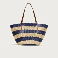 Como woven straw tote in stripe