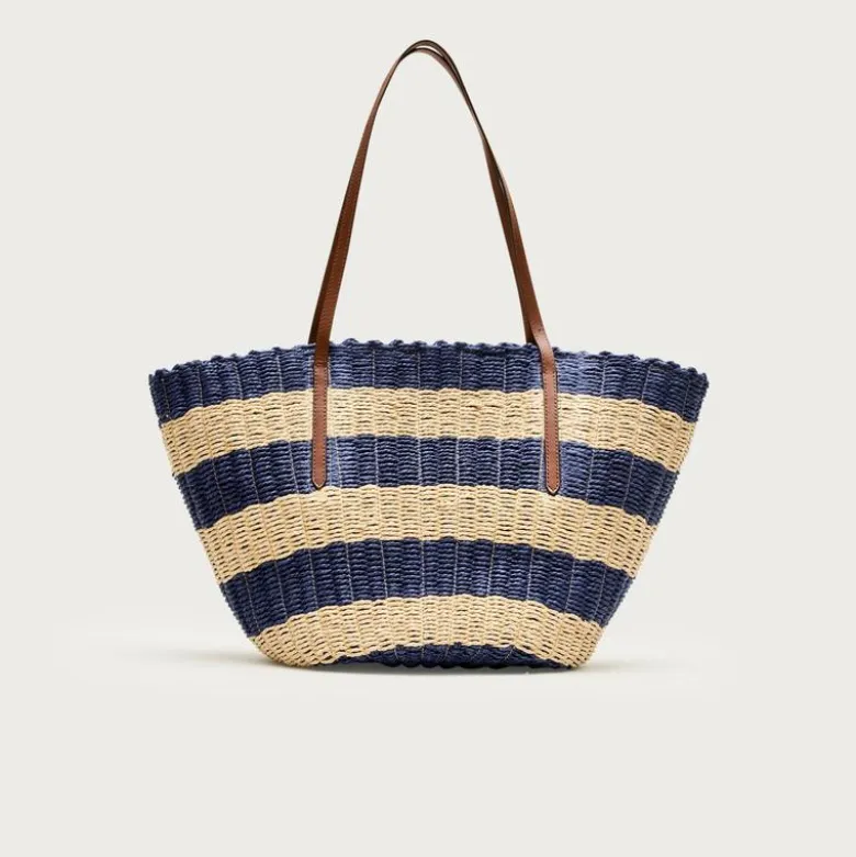 Como woven straw tote in stripe