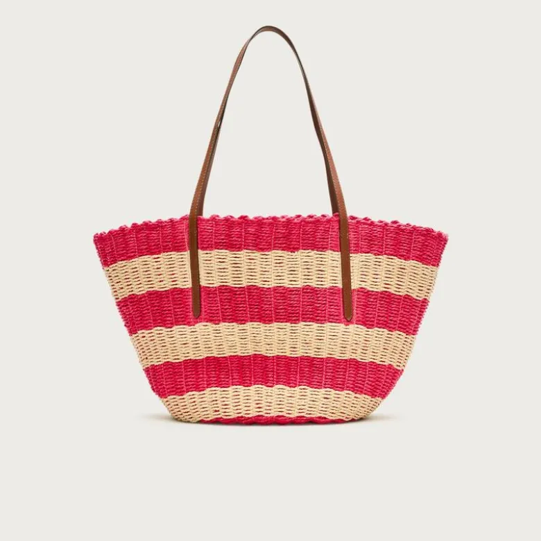 Como woven straw tote in stripe