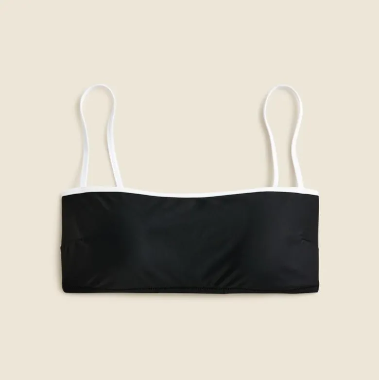 Contrast straight-neck bikini top