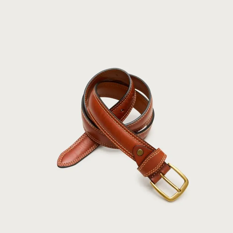 Contrast-stitch belt in leather