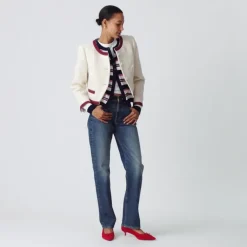 Contrast-trim lady jacket in bouclé tweed