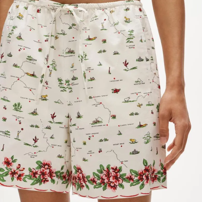 Cosmo short in map-print cotton poplin